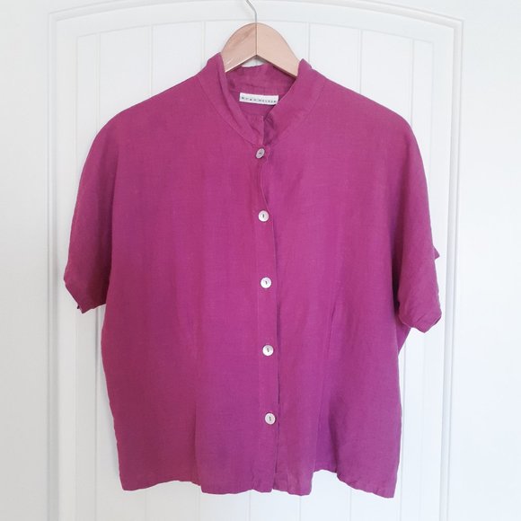 bryn walker Button Front Camp Shirt and Tank Set Purple Size L Size M - Picture 2 of 13